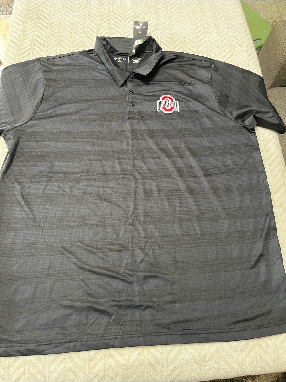 Antigua Black Ohio State Polo with Red Logo 2XL